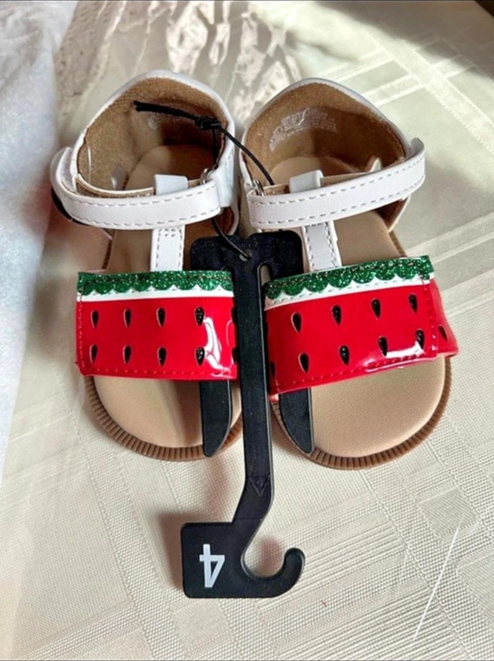 Watermelon Sandals White & Red adjustable straps comfort food bed